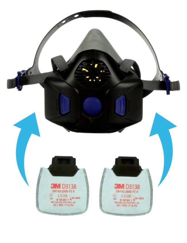 Masca de praf cu filtru din carbon activ 3M D3138 Secure Click