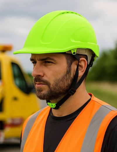 Casca de protectie Morion pentru constructii cu curea